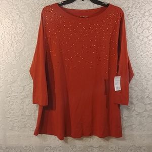 NWT KIM ROGERS 3/4 SLEEVE TOP SIZE 1X CURVY